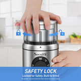 Secura Brands Electric Coffee Grinder for Coffee Beans, Spices, Herbs Adjustable Coarse to Fine Setting for 12 Cup Capacity with 1 Removable Stainless Steel Bowl, Ideal for Home Use, RV