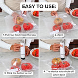 Chef Preserve Compact Vacuum Sealer for Food (Vacuum Sealer Machine + 3 Glass Vacuum Containers + 30 Reusable Vacuum Bags) Powerful Handheld Vacuum Seal Machine, Seal Meal Saver, Portable Food Sealer