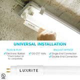 LUXRITE 30-Pack 4FT T5 LED Tube Lights, Type A+B, 24W=54W, 3000K Soft White, 45.78", Ballast and Ballast Bypass Compatible, Single or Double End Powered, F54T5 Fluorescent Replacement, Damp Rated
