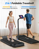 Foldable Treadmill with Incline, Compact Walking Pad Treadmill with Safety Handle Bar, 3.0HP Quiet Under Desk Treadmills