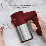 DOAROCA 7-Speed Cordless Hand Mixer for Baking - Electric Handheld Mixer with 6 Stainless Steel Attachments, Turbo Boost, Digital Display, Lightweight Cake Mixer for Eggs, Cream, Cookie Dough (Red)