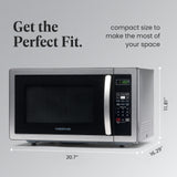 Farberware 1.1 Cu. Ft. Countertop Microwave Oven – 1000 Watts Power, Auto Cook Settings, Defrost, Easy Clean and Child Safety Lock - Stainless