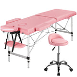Yaheetech Massage Table with Rolling Stool & Adjustable Salon Chair Aluminum Massage Bed Swivel Stool Waxing Table Physical Therapy Bed