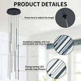 BESTWEST 118" Modern LED Chandelier, Clustered Led Pendant Light, 12-Lights Dimmable High Ceiling Large Hanging Lighting Fixture for Loft Villa Living Room Stairs Foyer (Black-80W-12 Lights)