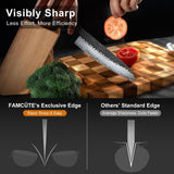 FAMCüTE Japanese Knife Block Set, Hand Forged 5-Layer 9CR18MOV Clad Steel Ultra Sharp Kitchen Knives with Wooden Storage & Rosewood Handle