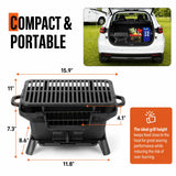 Hibachi Grill Outdoor, Portable Mini Charcoal Grill, Pre-Seasoned Cast Iron, Small Japanese Yakitori Tabletop Skillet Grill Stove for Outdoor Camping