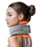 Qwnccet Heated Neck Brace Cervical Collar - Neck Support Brace with Heating Pad, Soft Foam Wraps Keep Vertebrae Stable and Aligned for Relief of Cervical Spine Pressure for Women & Men Gray (L Size)