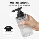 Automatic Touchless Liquid Soap Dispenser Clear Glass Rechargeable Type C with Matte Black Pump for Hand and Dish Soap 12 oz Kitchen and Bathroom Countertop