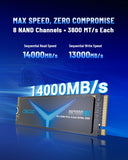 OSCOO 1TB NVMe Gen 5.0 SSD, Up 13,000MB/s,3D TLC NAND, DRAM Cache, Graphene Heatsink, M.2 NVMe PCIe 2280 Gen5x4 SSD for AI Applications, Gaming, PS5, Laptop, PC, Heavy-Duty Workstations