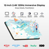 POPUX P12 Pro 12 Inch Tablet, 2.4K 120Hz Android 16 Tablet with Gemini AI, 48GB+256GB/2TB, 12000mAh, Unisoc T7300 Octa-Core, 13MP+8MP, WiFi 5, Face ID, 4G LTE, Tablet with Keyboard, Pen, Case-Black