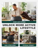 Trideer Yoga Ball Chair with Base for Office Desk, Exercise & Stability Ball Seat, Pilates Ball for Core Training, Pregnancy Ball, Back Pain Relief & Active Sitting