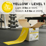 THERABAND Resistance Band 25 Yard Roll, Thin Yellow Non-Latex Professional Elastic Bands For Upper & Lower Body Exercise Workouts, Physical Therapy, Pilates, & Rehab, Dispenser Box, Level 2