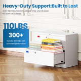 PEUKC 2 Drawer File Cabinet, Lateral Filing Cabinets for Home Office, Office Storage Drawers with Lock, Hanging Files Legal/Letter A4 Size (Assemble Required,White)