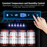 Tylza Beverage Refrigerator 15 Inch Wide, Mini Fridge Stainless Steel Under Counter Beverage Cooler, 130 Cans Beer Fridge