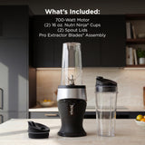 Ninja Fit Compact Personal Blender | Portable Blender for Smoothies, Shakes, and Frozen Blending | Includes (2) 16-oz. To-Go Cups and Spout Lids | 700 Watt | Black | QB3001SS