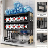 Large 3-Tier Over Sink Dish Drying Rack with Flip-top Door,Dish and Bowl Rack,Double-Layer Design,for Kitchen Storage and Organization,for Dishes,Glasses,Bowls,and Cutlery (Black, 75cm/29.5in)