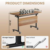 Folding Conference Table with Wheels, Flip-Top Mobile Training Table Modular Conference Room Tables, Space Saving Seminar Meeting Tables for Office School Business Classroom(Light walnut,4PCS 47.2in)