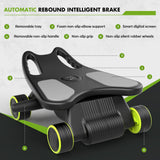 Ab Roller with Elbow Support, Ab Roller Board Core Workout Machine with 4 Wheels, Mini Pilates Reformer Equipment for Home Gym, Abdominal Full-Body Strength