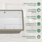 Couoko Undermout Bathroom Sink 21" x 13" Bathroom Vanity Sinks Undermount Rectangle White Ceramic Vanity Vessel Sinks with Overflow