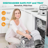 Rice Robot Personal Rice Cooker, PFAS-free, Nonstick. 1 Quart Capacity, with Stainless Steel Steamer Tray & Measuring Cups EMSON