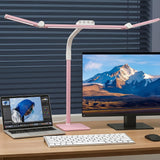 Galnolt LED Desk Lamp for Home Office with Base, 28.2" Adjustable Gooseneck Swing Arm Bright Desk Light, Dimmable Architect Table Lamp for Desktop Computer Light, Reading, Study, Workbench（Pink）