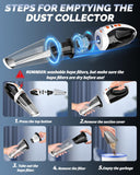 BRL Handheld Vacuum Cordless, Brushless Car Vacuum Cleaner with 12000PA Powerful Suction, 2 Suction Modes Mini Hand Vacuum, Dry & Wet, Portable Vacuum for Car Pet Hair, Home, Office, Keyboards