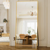 GLSLAND-38 x 77" Rectangular Full Length Mirror - Large Floor Mirrors Aluminum Alloy Frame Full Body Dressing Mirror for Bedroom, Living Room,Gold