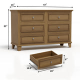 GAOMON Dresser for Bedroom, 6 Drawer Wide Dresser Storage Organizer, Modern Wooden Chest of Drawers with Metal Handles for Hallway, Entryway, Home Office, Brown