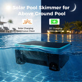 2026 Updated Over-Ground Robotic Pool Cleaner,Solar Powered Pool Vacuum,24H/7D Continuous Cleaning, 180-um, 3L Filtration Basket,APP Support, Pool Skimmer Robot (APP Support-Update)