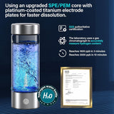 BEVECK 14 oz Portable Hydrogen Water Bottle Generator with PEM-SPE Technology, USB Rechargeable Hydrogen Water Ionizer Cup, Produces up to 3000 ppb Hydrogen in 3 Minutes for Home, Gym, Office & Travel