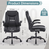 Home Office Desk Chair, Back Support Swivel Executive Office Chair with Wheels and Flip-Up Armrests