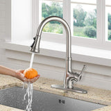 Kitchen Faucet Single Handle Stainless Steel Brushed Nickel Pull Down Kitchen Sink Faucet with Pull Out Sprayer WEWE