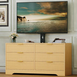 Garvee Wood TV Stand with Mount, Entertainment Center with 6 Drawers, Corner Media Console for 32–85 Inch TVs, Modern Storage TV Cabinet for Living Room Bedroom