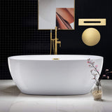 WOODBRIDGE 67" Acrylic Freestanding Bathtub Contemporary Soaking Tub, White Acrylic(Brushed Gold Drain/Overflow),BTA1528-BG