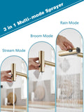Gold Kitchen Faucets with Pull Down Sprayer,Waterfall Kitchen Sink Faucet,Commercial Utility Stainless Steel Kitchen Faucets,Single Handle Kitchen Sink Faucet with Pull Down Sprayer for 3 Function