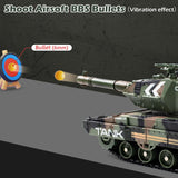 Supdex 1:24 RC Tank-2.4G Remote Control Army Tank That Shoot BBS with 360° Rotating Turret, Auto Demo, Sound, Light and Smoke, All-Terrain Climbing RC Military Vehicle Toy Gift for Boys Ages 6-12
