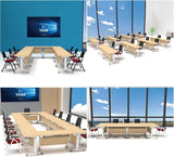 12 Person Folding Conference Table, 47.2in Mobile Meeting Training Table with Silent Wheels, Foldable for Offices, Classrooms, Libraries