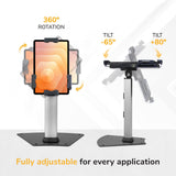 Mount-It! Universal Tablet POS Stand with Key Lock, Bolt-Down Base, Silver