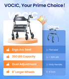VOCIC Walkers for Seniors, Z21 Rollator Walker with Seat Supports 350lb, 8" Big Wheels for All Terrain, Ergonomic Arc Seat & 6" Ultra Backrest Foldable Walker, Dual Height Adjustment, Lightweight 2026