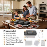 Newise 85Kpa Vacuum Sealer Machine - Kitchen Gifts, 10-in-1 Full Automatic Food Saver with Easy-Lock Handle, Built-in Cutter & Roll Storage for Dry/Moist Foods, Includes Bags & External Hose