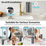 Automatic Foaming Soap Dispenser,Touchless Foam Soap Dispenser,12oz Rechargeabled Wall Mounted Smart for Bathroom and Kitchen Dish Soap,Easy for Toddlers（Brushed Silver）