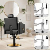 MIMWOW Black Gold Reclining Salon Chair for Hair Stylist, Hair Barber Chair with Heavy Duty Hydraulic Pump, Salon Styling Chair Hairdresser Tattoo Braiding Beauty Spa Equipment, Elegant Black Gold