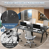 4-Person Cubicle Workstation Desk with Cable Grommet, 94.5 L×47.2 W×29.5 H Inches Large Modular Office Desk with Detachable Panel