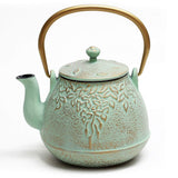 Toptier Tea Kettle for Stove Top, Cast Iron Teapot Stovetop Safe with Infusers for Loose Tea, 54 oz, Light Green