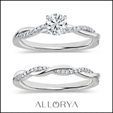ALLORYA 925 Sterling Silver Solitaire Twisted Bridal Ring Set for Women with 0.49 ctw, Center (1/4 ct) & Side (0.24 ct) Round Lab Grown White Diamond, Size 5