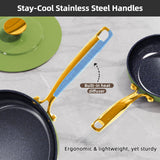 Nuwave Lux LE 13Pc Ceramic Cookware Set with Elegant Gold Handle, PFAS Free