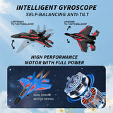 QFCST Foam Remote Control Wireless Airplanes RC Planes, Remote Control Fighter Toys, 2CH 2.4Ghz RC Fighter Jet with Light, Hobby Rc Airplanes Easy to Fly for Kids Boys Adults(Blue)