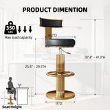 Swivel Bar Stools, Counter Height Stools with Gold Stainless Steel, Black