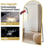 Prywot Arched Floor Mirror, 57 "x 20" Full Length Mirror Wall Mirrors Hanging or Leaning Arched-Top Full Body Mirrors with Stand for Bedroom, Dressing Room, Gold