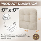 Thick Seat Cushions for Dining Room Chairs, Kitchen Chair Cushions Set of 4, 17" x 17" x 4", Beige